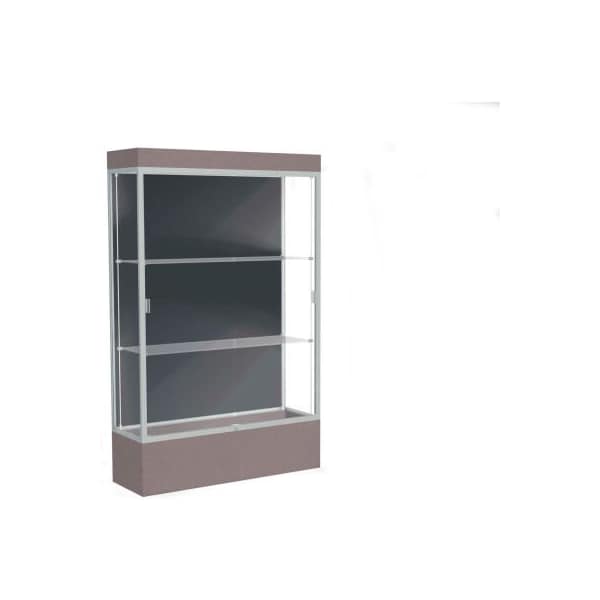 Waddell Display Case Of Ghent Edge Lighted Floor Case, Slate Back, Satin Frame, 12" Morro Zephyr Base, 48"W x 76"H x 20"D 94LFSL-SN-MZ - main
